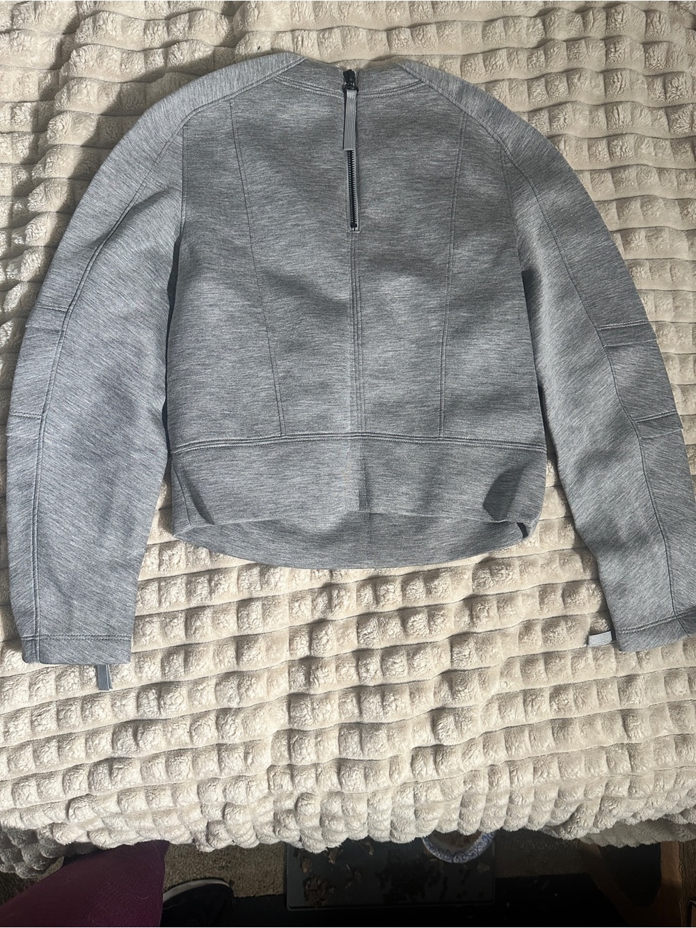Helmut Lang Light Gray Neoprene like Sponge Fleece Zip-Cuff Crewneck Sweatshirt - Picture 12 of 16